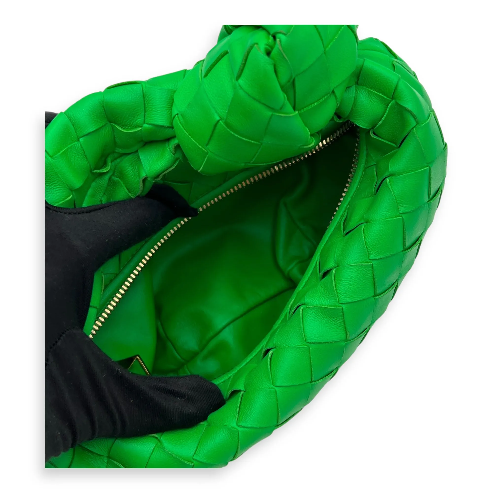 Jodie Mini Green Top Handle Bag in Lambskin, Gold hardware