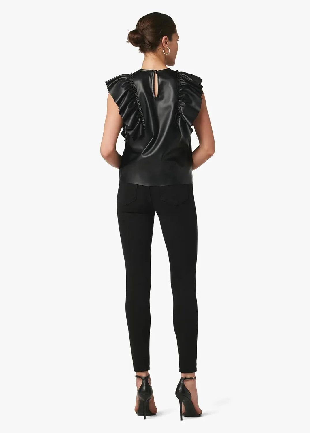 Joe's Women's The Margot Vegan Leather Ruffle Top