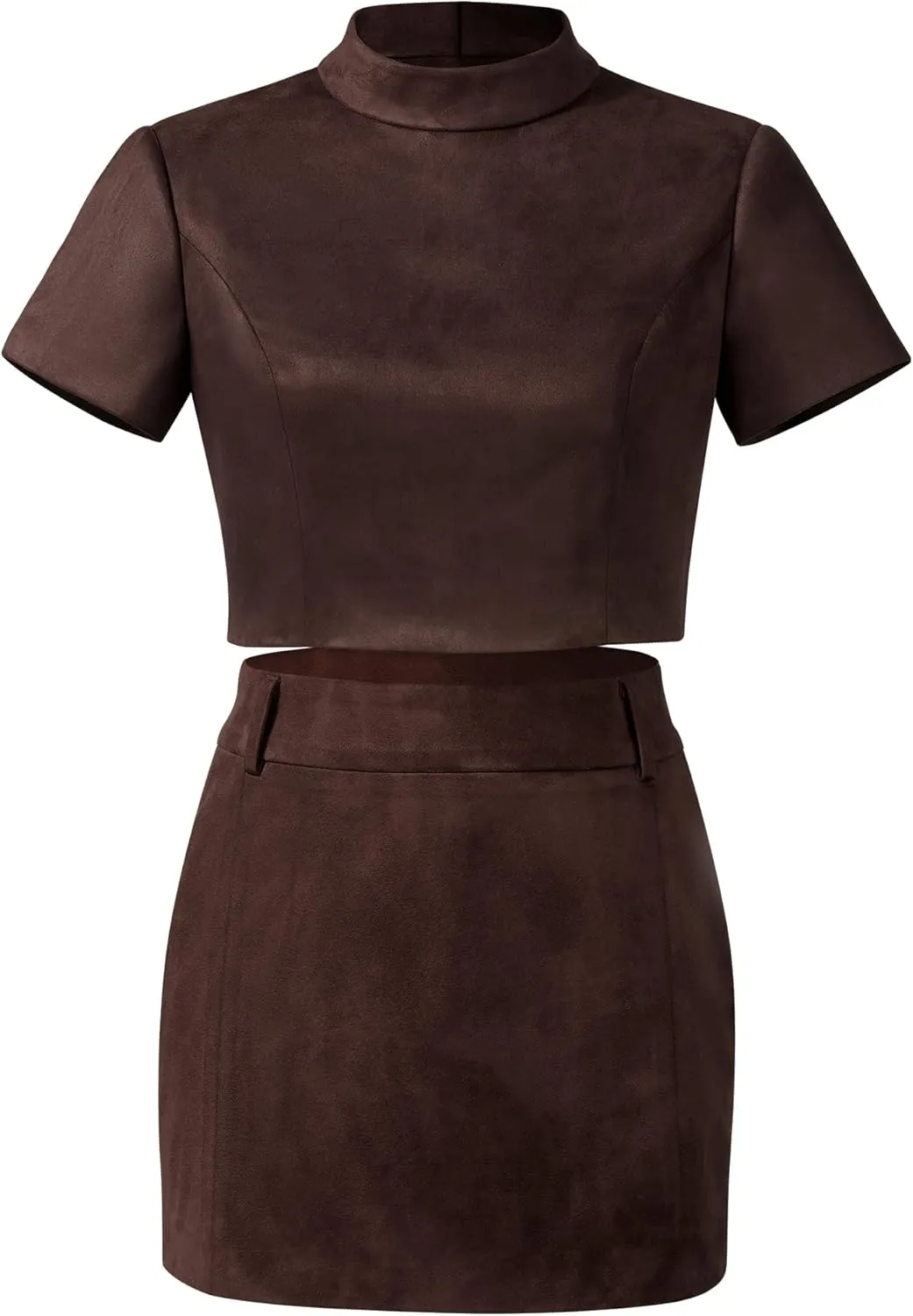 JW PEI Women's Grace Faux Suede Crop Top and Mini Skirt Set