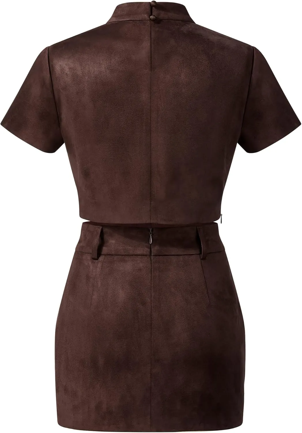 JW PEI Women's Grace Faux Suede Crop Top and Mini Skirt Set