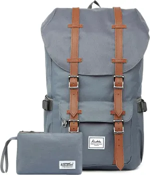 KAUKKO Travel Laptop Backpack, Outdoor Rucksack, Causal backpack Fits 15.6"(Nylon Grey2pc)
