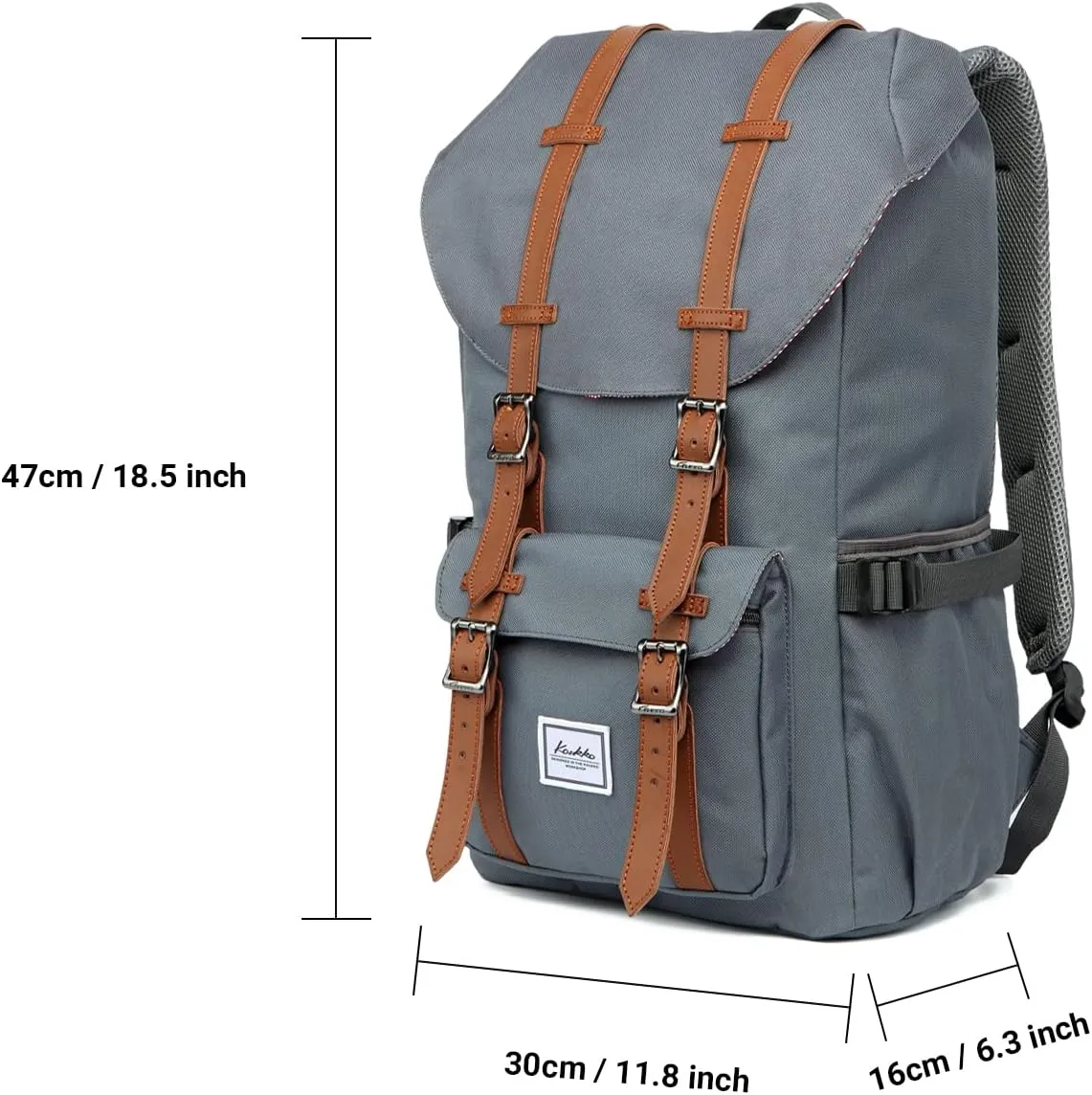 KAUKKO Travel Laptop Backpack, Outdoor Rucksack, Causal backpack Fits 15.6"(Nylon Grey2pc)