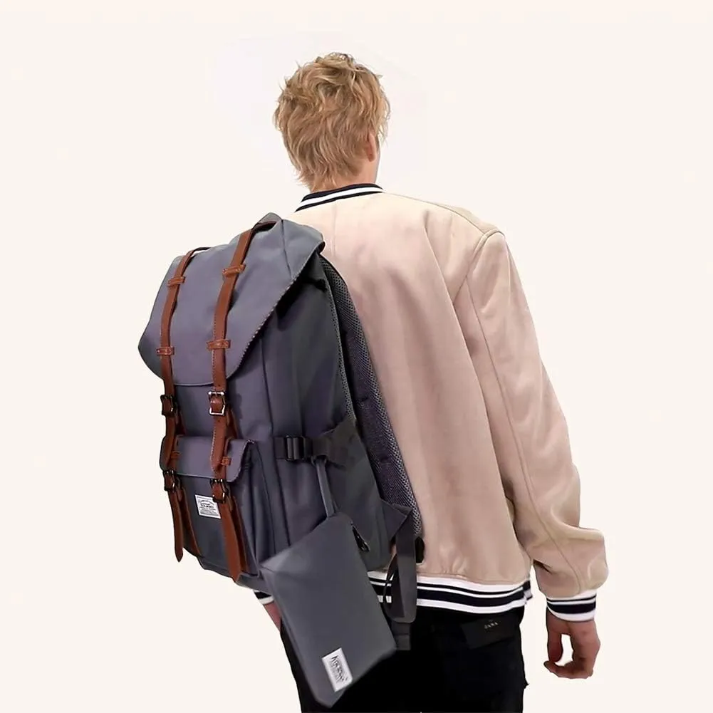 KAUKKO Travel Laptop Backpack, Outdoor Rucksack, Causal backpack Fits 15.6"(Nylon Grey2pc)