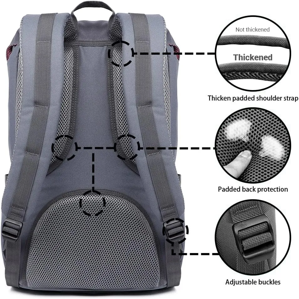 KAUKKO Travel Laptop Backpack, Outdoor Rucksack, Causal backpack Fits 15.6"(Nylon Grey2pc)