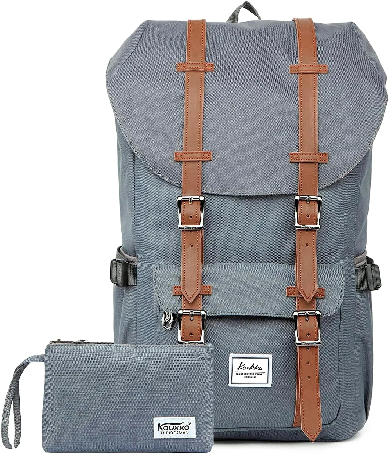 KAUKKO Travel Laptop Backpack, Outdoor Rucksack, Causal backpack Fits 15.6"(Nylon Grey2pc)
