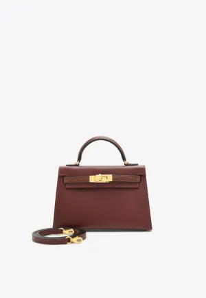 Kelly 20 Touch in Rouge H Madame and Bourgogne Matte Alligator with Gold Hardware