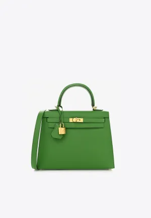 Kelly 25 Sellier in Vert Yucca Epsom Leather with Gold Hardware