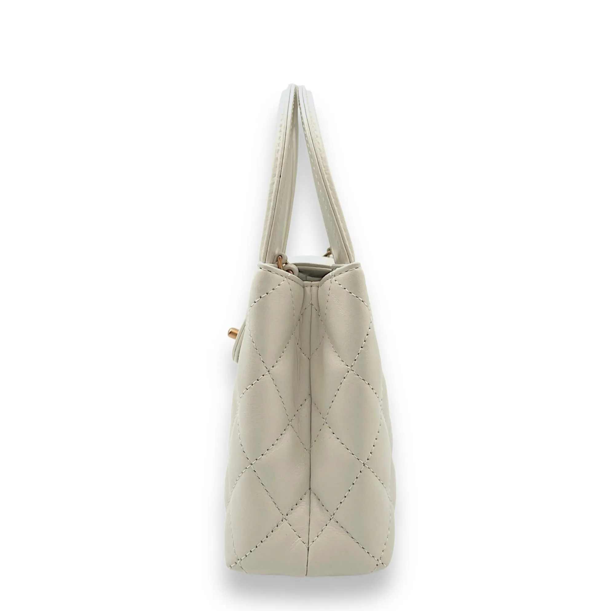 Kelly Mini White Top Handle Bag in Calfskin, Gold hardware