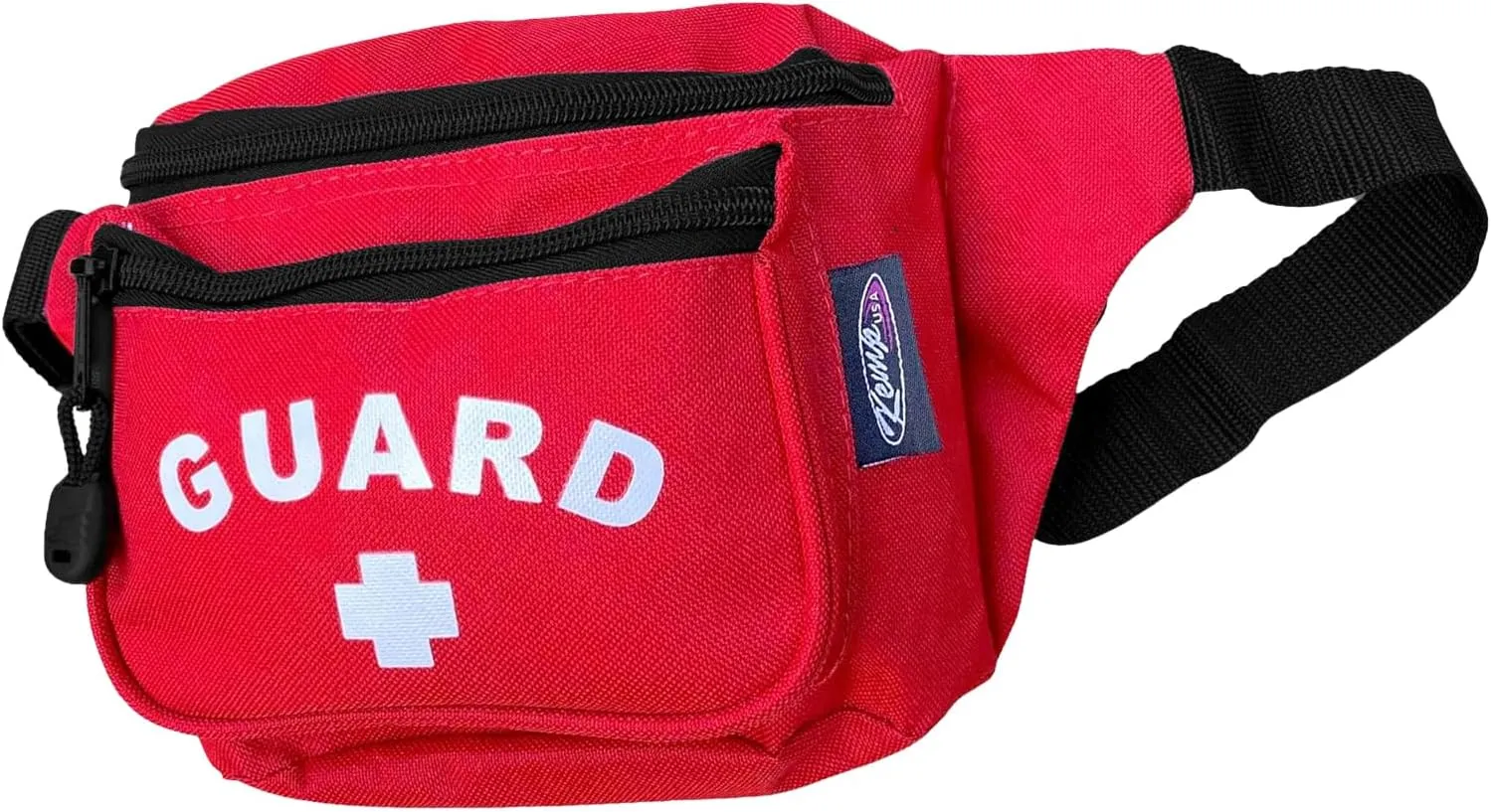 Kemp USA – Lifeguard Fanny Pack/Hip Pack with GUARD Logo - Water-Resistant and Durable Waist Bag for Medical Supplies & Lifeguard Gear - Red