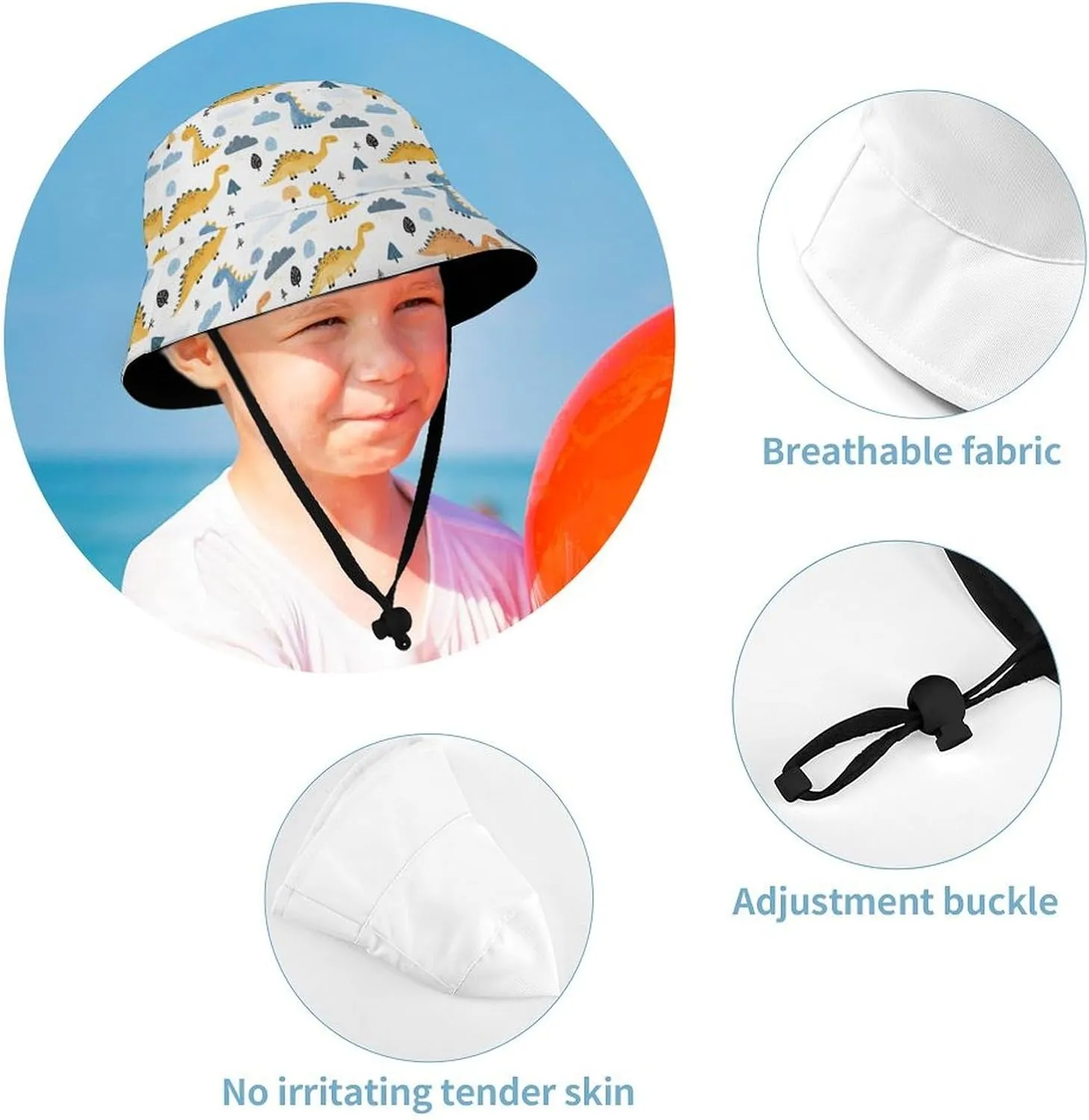 Kids Hats Mermaid Boys Girls Summer Bucket Travel Beach Sun Hat Cap Wide Brim for Toddler Children