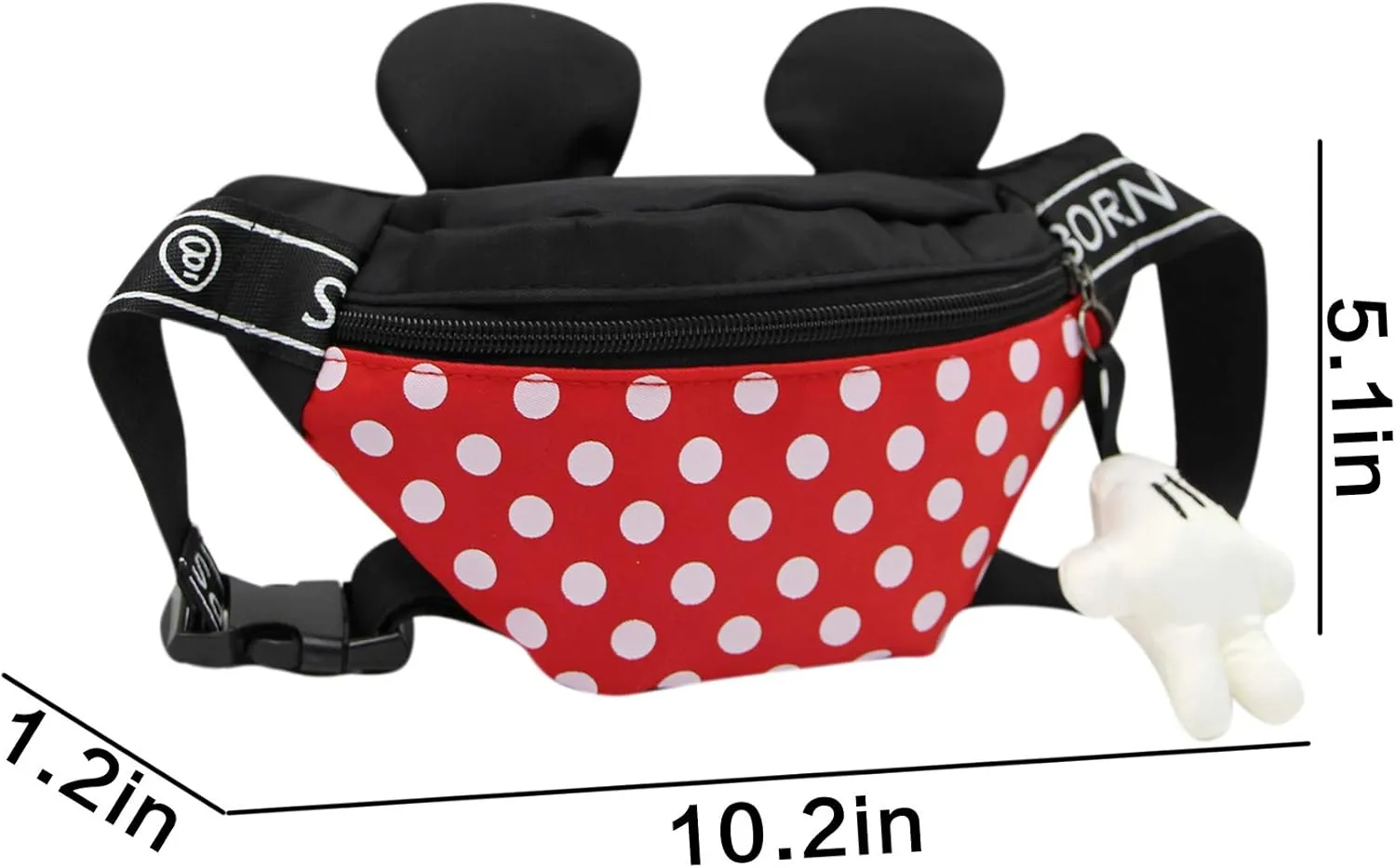 Kids Toddlers Cartoon Fanny Pack Waist Pack Cute Canvas Crossbody Purse Handbag with Mouse Ears for Boys Girls (Mouse Ear A)