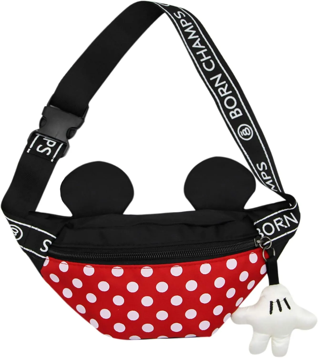 Kids Toddlers Cartoon Fanny Pack Waist Pack Cute Canvas Crossbody Purse Handbag with Mouse Ears for Boys Girls (Mouse Ear A)