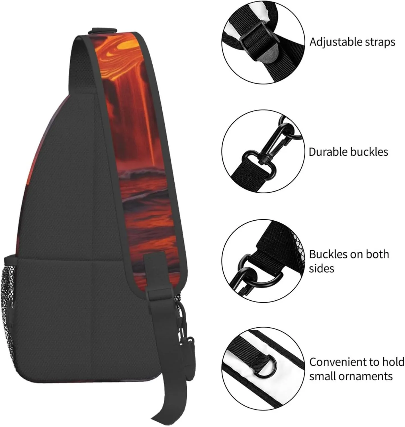 Kilauea Volcano Print Men'S Casual Crossbody Chest Bag - A Versatile Accessory For Everyday Use And Short Trips