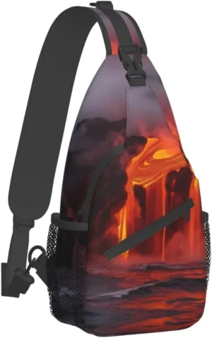 Kilauea Volcano Print Men'S Casual Crossbody Chest Bag - A Versatile Accessory For Everyday Use And Short Trips