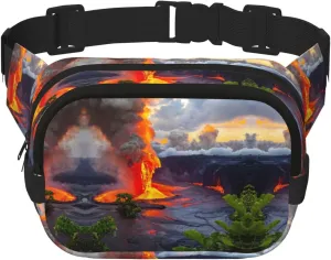 Kilauea Volcanos Print Square Double Layer functionality Waist Bag Unisex Crossbody Pack Travel Workout