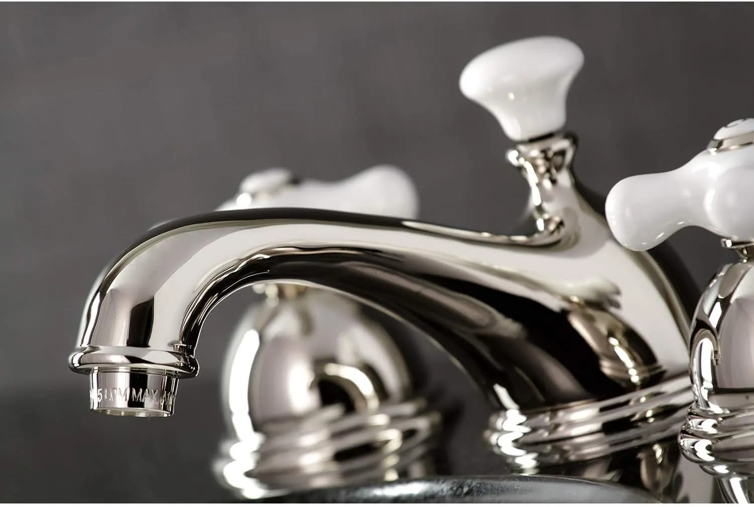 Kingston Brass KS3968PX Restoration Widespread Lavatory Faucet with Porcelain Cross Handle, Brushed Nickel