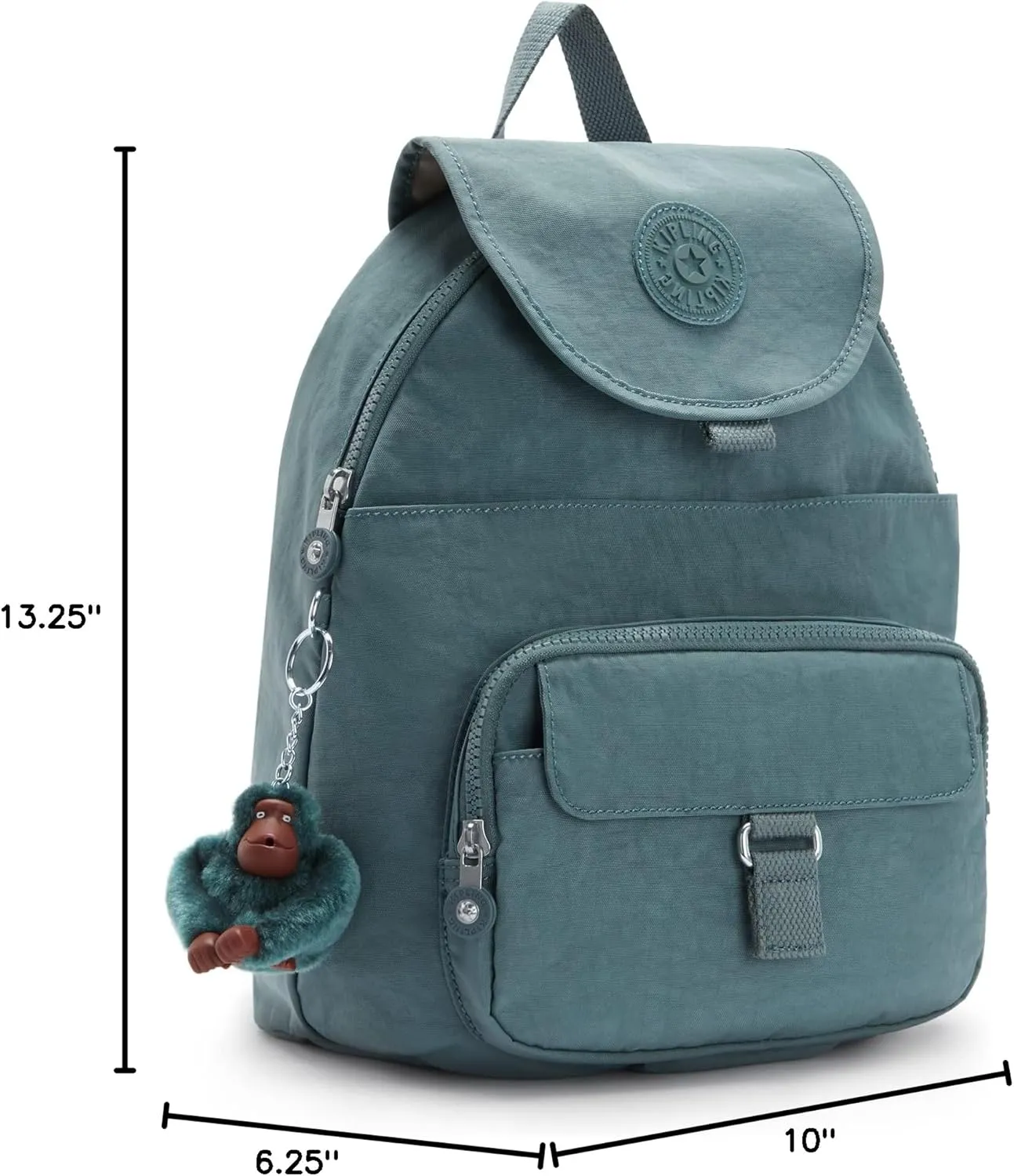 Kipling Women's Queenie Backpack, Adjustable Backpack Straps, Monkey Keychain, Key Clasp, Top Carry Handle
