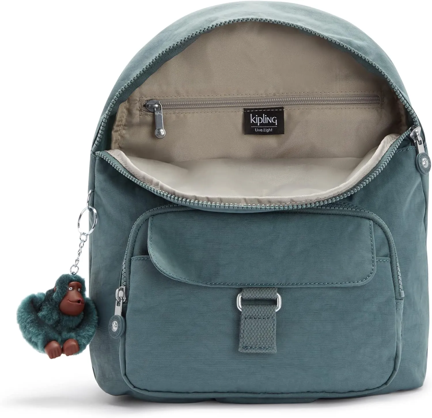 Kipling Women's Queenie Backpack, Adjustable Backpack Straps, Monkey Keychain, Key Clasp, Top Carry Handle