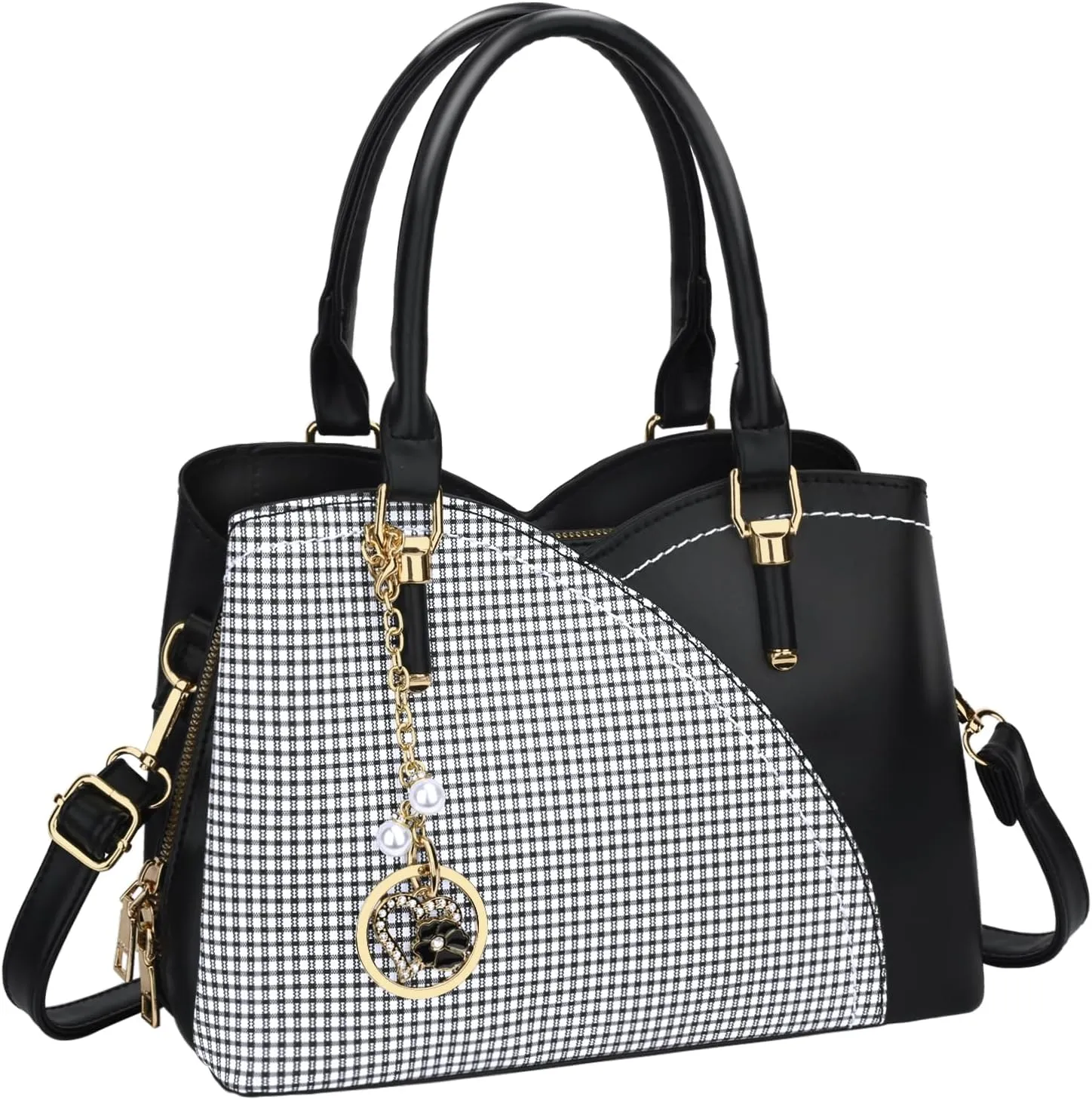 KKXIU Triple Compartments Purses and Handbags for Women Fashion Ladies Satchel Shoulder Top Handle Bag