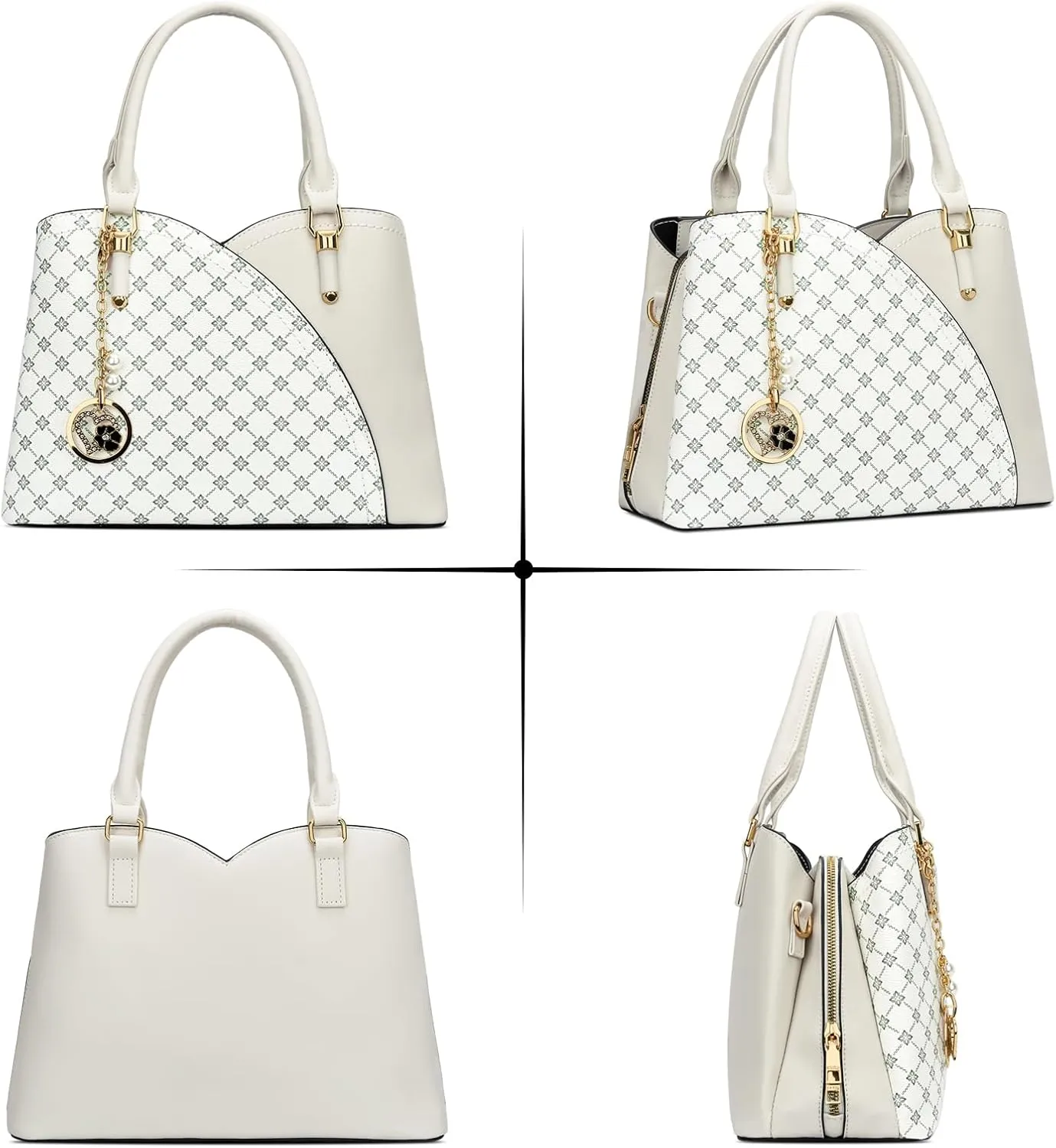 KKXIU Triple Compartments Purses and Handbags for Women Fashion Ladies Satchel Shoulder Top Handle Bag
