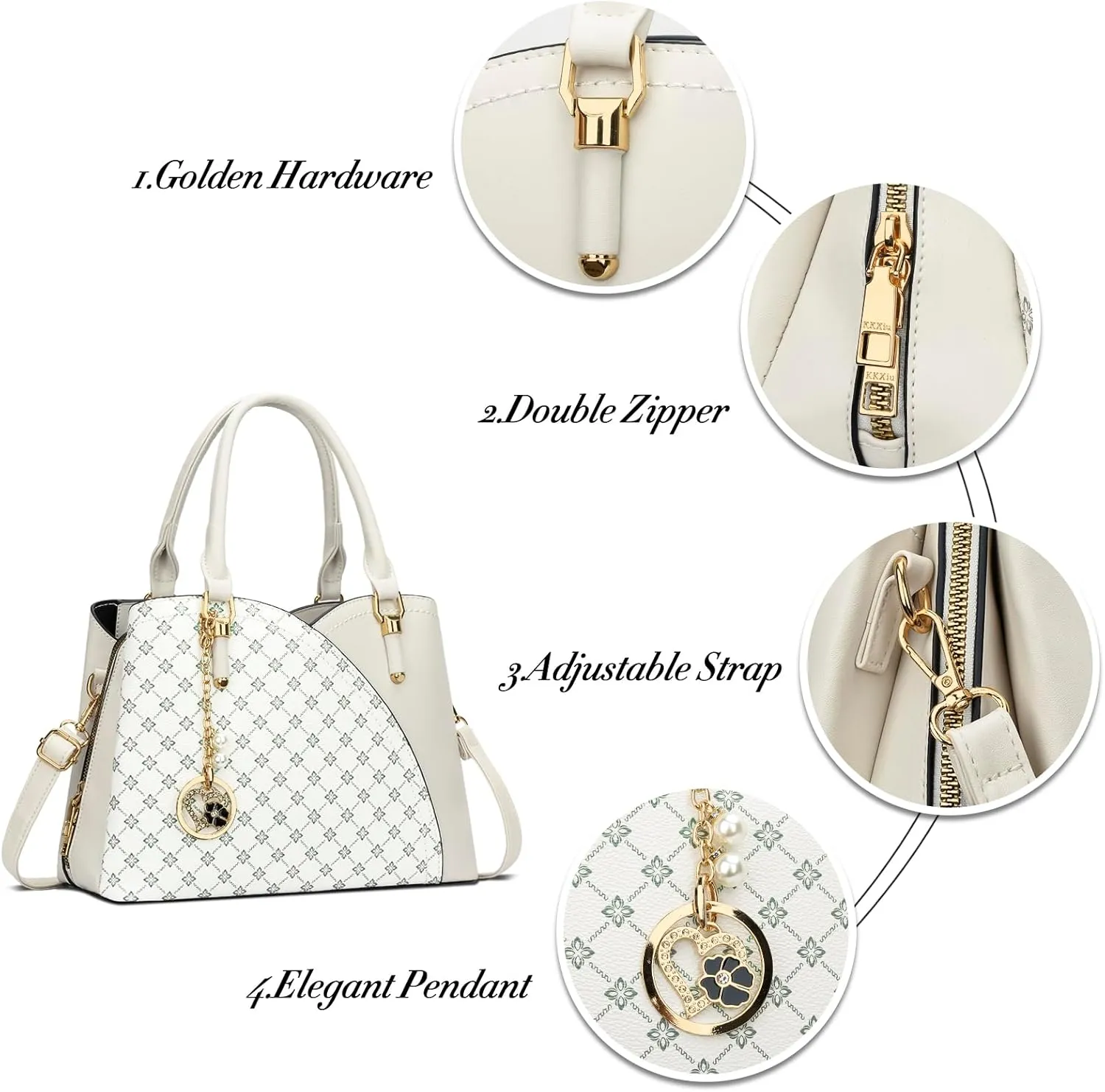 KKXIU Triple Compartments Purses and Handbags for Women Fashion Ladies Satchel Shoulder Top Handle Bag