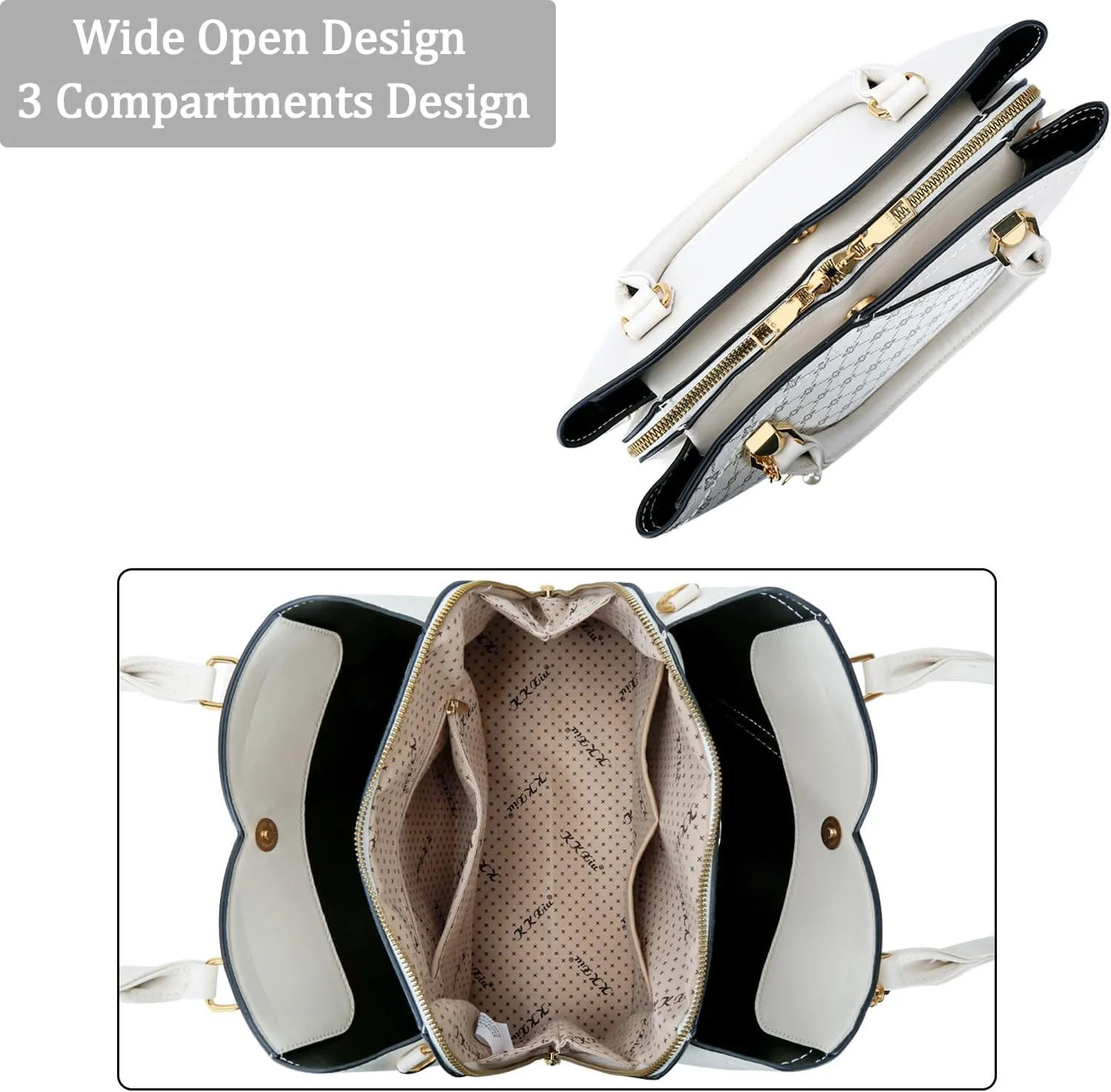 KKXIU Triple Compartments Purses and Handbags for Women Fashion Ladies Satchel Shoulder Top Handle Bag