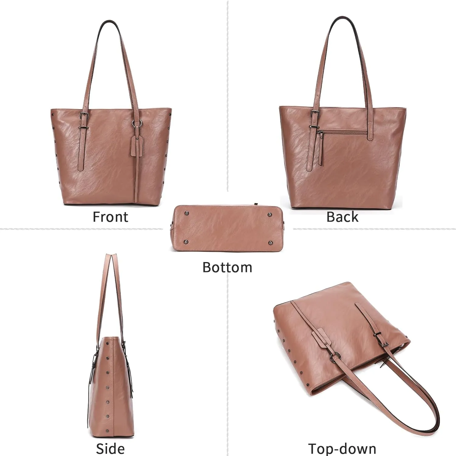 KL928 Handbag for Women Tote Bag PU Leather Large Shoulder Bag Top Handle Satchel Purses 2Pcs Set