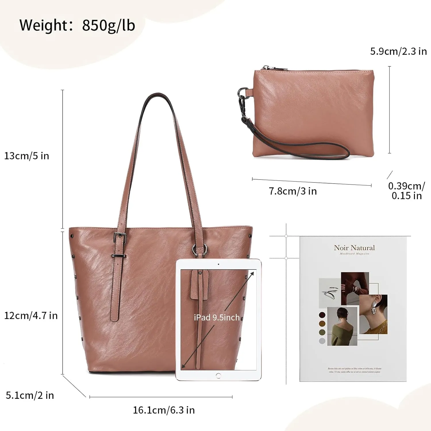 KL928 Handbag for Women Tote Bag PU Leather Large Shoulder Bag Top Handle Satchel Purses 2Pcs Set