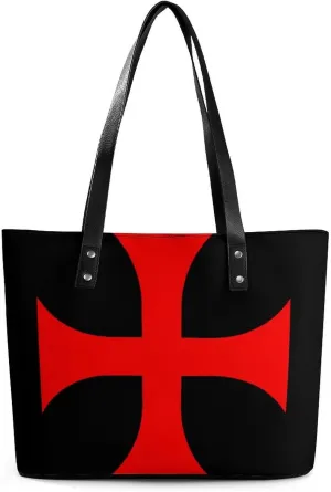 Knight Templar Logo Women's Tote Shoulder Bag Handbag Top Handle Leather 29 * 34 * 14cm