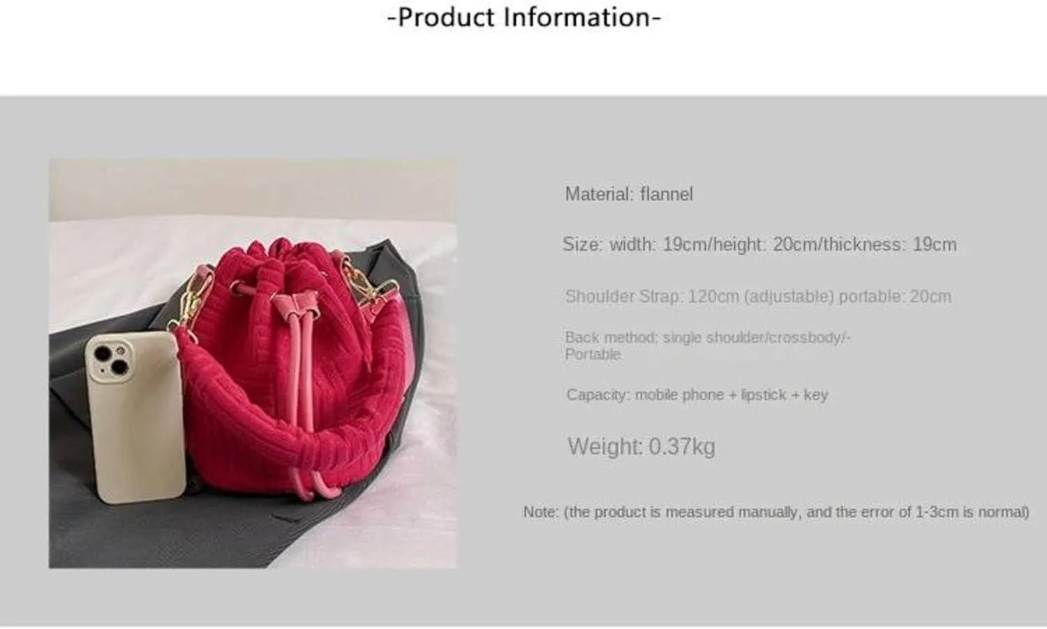 Korean Simple Women's One Shoulder Messenger Bag Drawstring Rhombic Lattice Casual Handbag Fashion Bucket Bag For Women