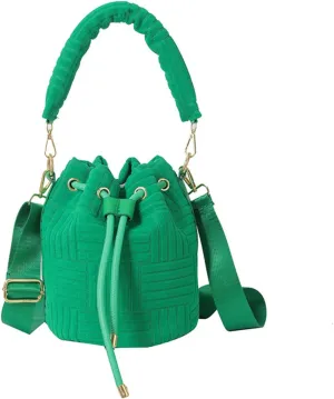 Korean Simple Women's One Shoulder Messenger Bag Drawstring Rhombic Lattice Casual Handbag Fashion Bucket Bag For Women