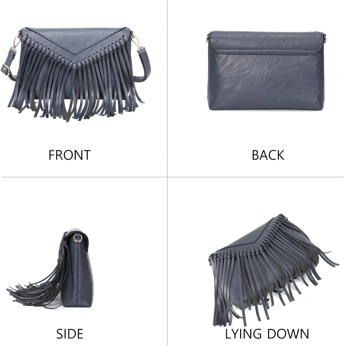 KouLi Buir Tassel Crossbody Purse for Women PU Leather Western Hobo Fringe Handbag Shoulder Bag