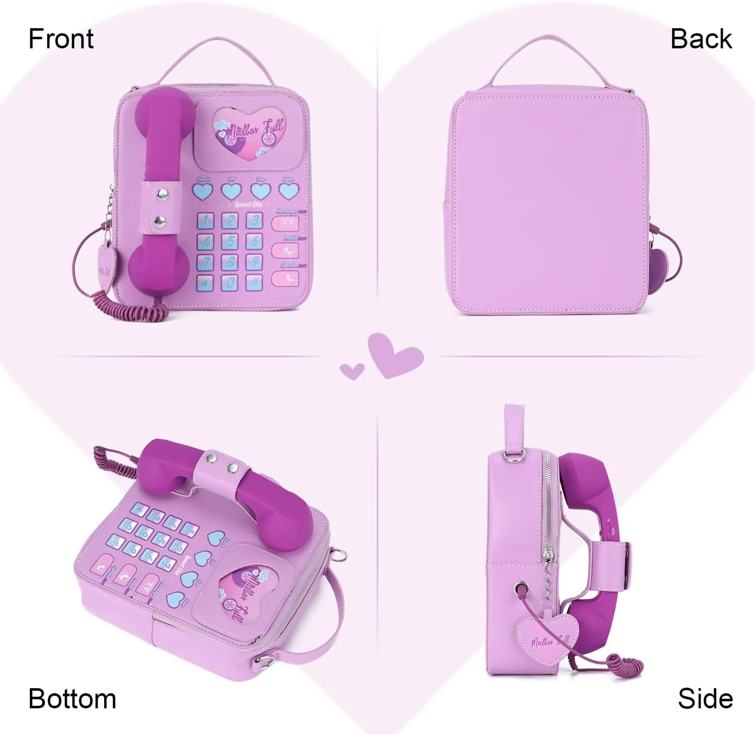 KUANG! Women Novelty Telephone Bag Chain Shoulder Handbag Leather Phone Shaped Purse Top Handle Crossbody Bag for Girls