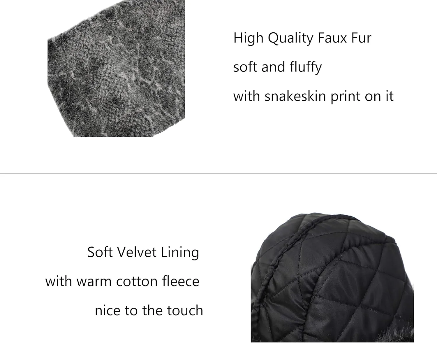 LA CARRIE Women's Snakeskin Print Faux Fur Bucket Hat Winter Warmer Fisherman Cap