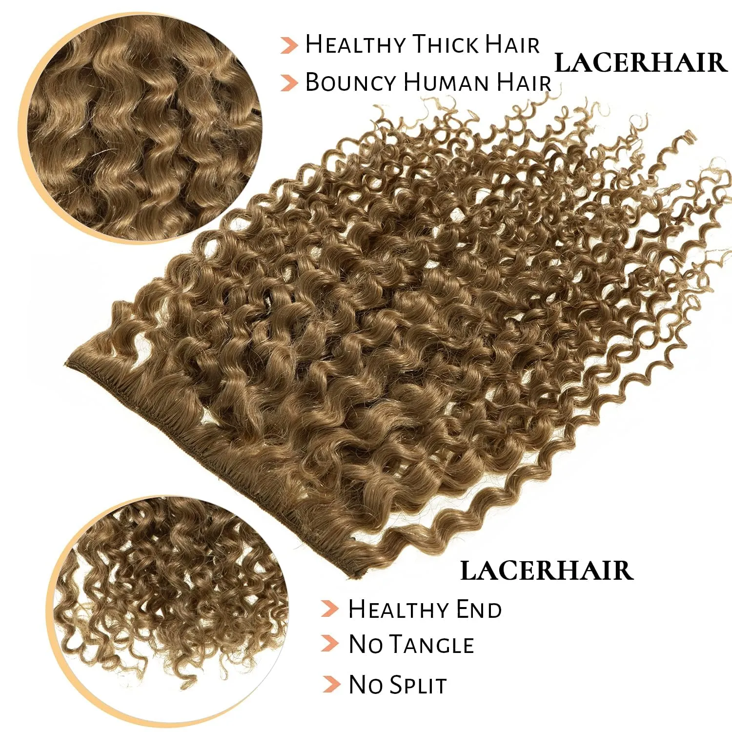 Lacer Clip Ins Hair 9A Grade Thick End Remy Human Hair Extensions for Black Women 16Inch Double Weft Remy Human Hair Curly Clip in Extensions Jerry Curly 3B 3C Curly Strawberry Blonde #27 120G