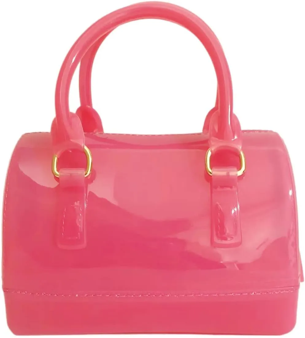 Ladies Summer Jelly Pillow-shaped Top Handle Handbag Candy Color Transparent Crystal Purse