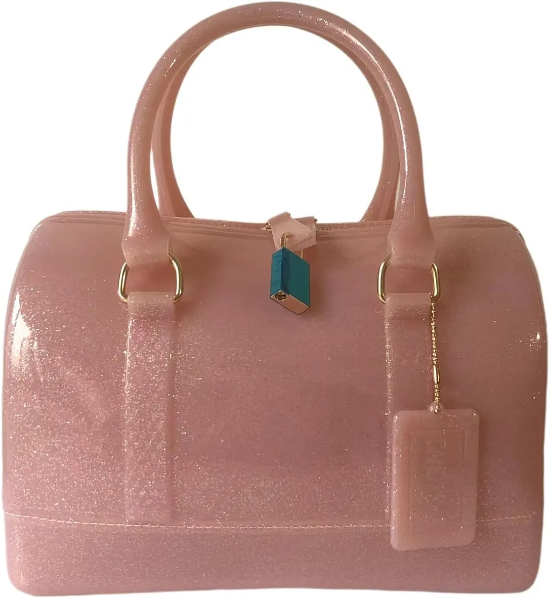 Ladies Summer Jelly Pillow-shaped Top Handle Handbag Candy Color Transparent Crystal Purse