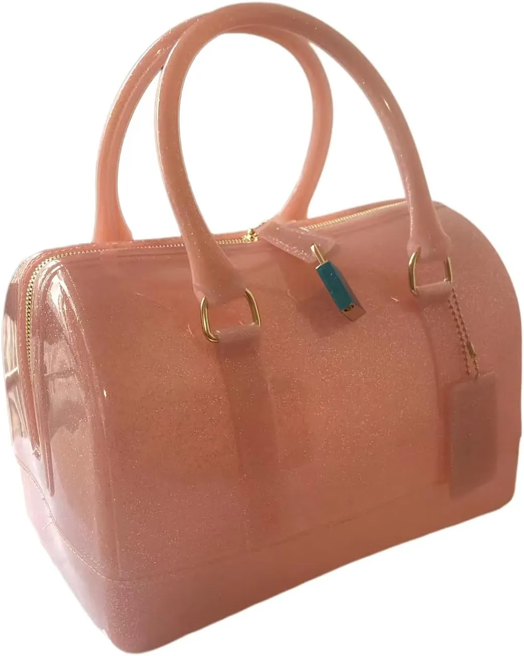 Ladies Summer Jelly Pillow-shaped Top Handle Handbag Candy Color Transparent Crystal Purse