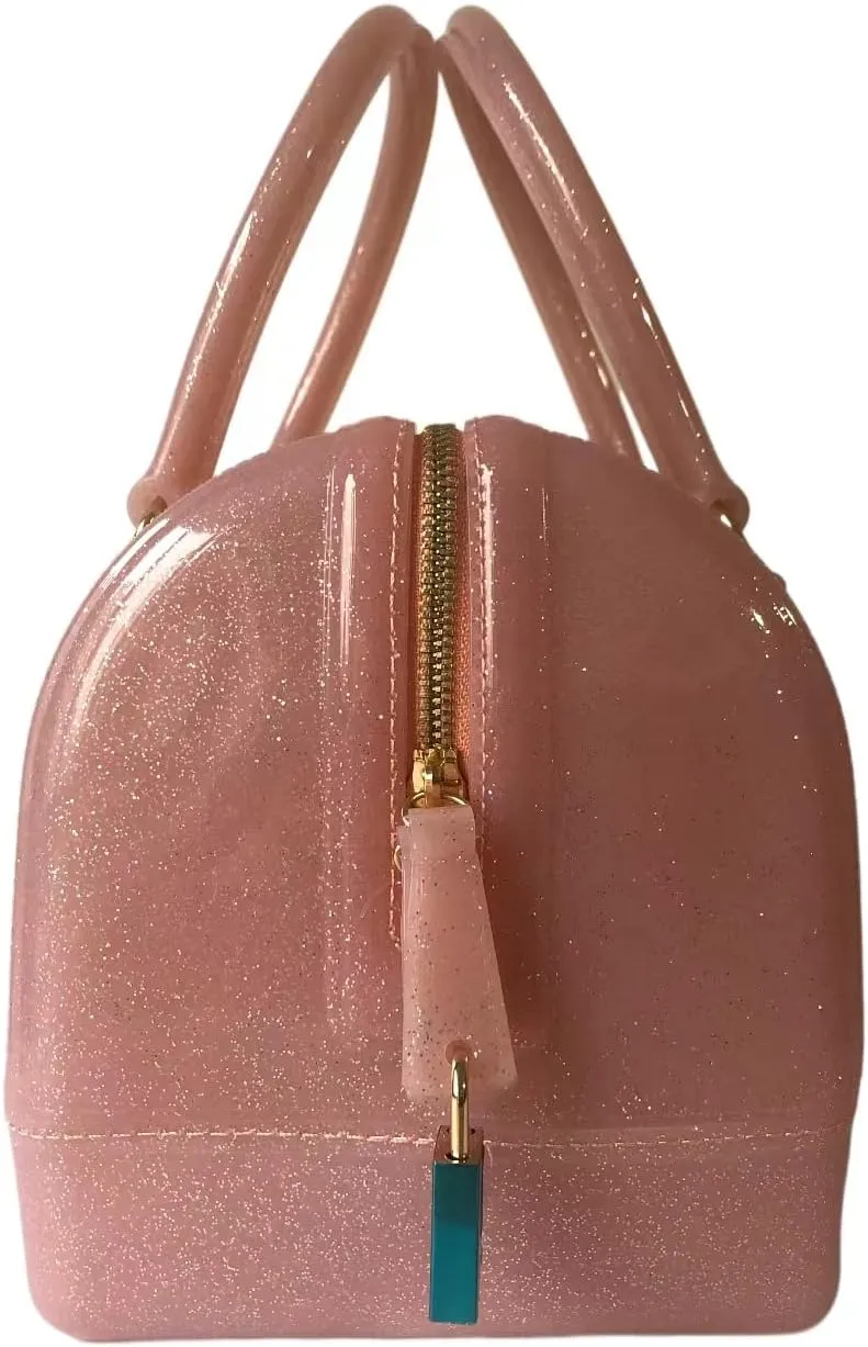 Ladies Summer Jelly Pillow-shaped Top Handle Handbag Candy Color Transparent Crystal Purse