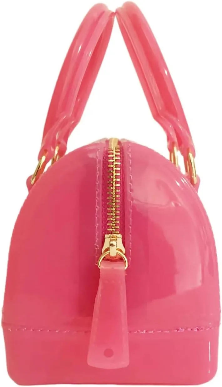 Ladies Summer Jelly Pillow-shaped Top Handle Handbag Candy Color Transparent Crystal Purse