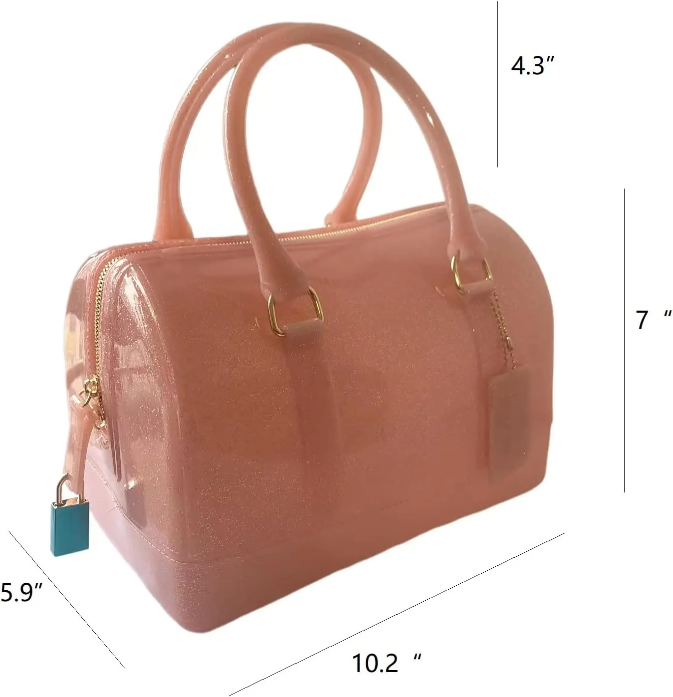 Ladies Summer Jelly Pillow-shaped Top Handle Handbag Candy Color Transparent Crystal Purse