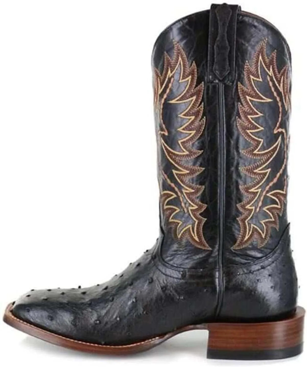 Ladmiple Cowboy Boots For Women Knee High Wide Calf Seam Mid Heel Block Heel Almond Fashion Classic Cowgirl Boots Slip-On