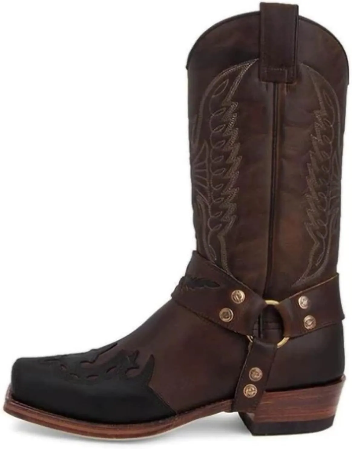 Ladmiple Cowboy Boots For Women Wide Calf Knee High Embroidered Pull-On Chunky Heel Cowgirl Western Fashion Tall Boot