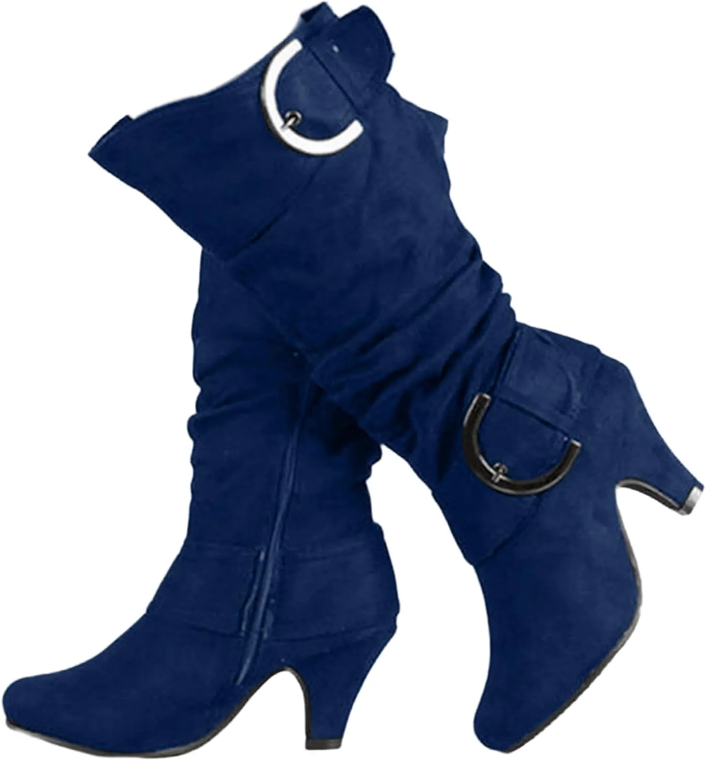 Ladmiple Fall Bo_ots Women Knee_High Wide_Calf Comfortable Cone he_el WesternSlouch Riding Victorian Bo_ots