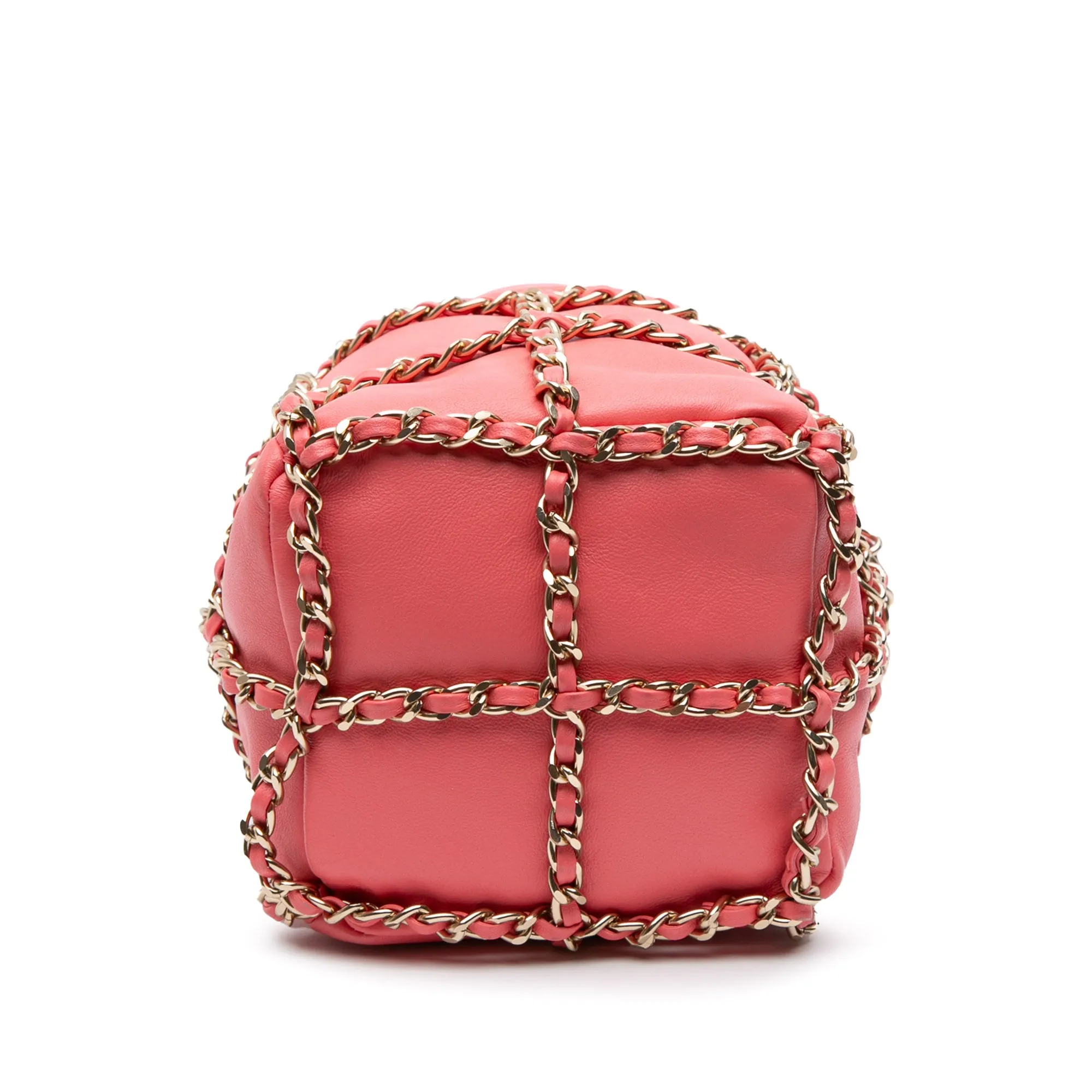 Lambskin CC Chain Frame Drawstring Bucket Bag