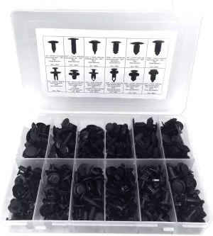 Lantee 240 Pcs 6mm 8mm 9mm 10mm Black Nylon Push Type Retainer Clips and Fasteners Assortment Kits