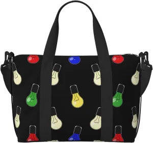 Laptop Tote Bag for Women Work - Light Bulb Print colorful Gym Bag for Women Men, Crossbody Travel Bags for Women Men Carry On, Weekender Bags for Women Travel