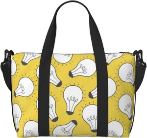 Laptop Tote Bag for Women Work - Light Bulb Print yellow Gym Bag for Women Men, Crossbody Travel Bags for Women Men Carry On, Weekender Bags for Women Travel