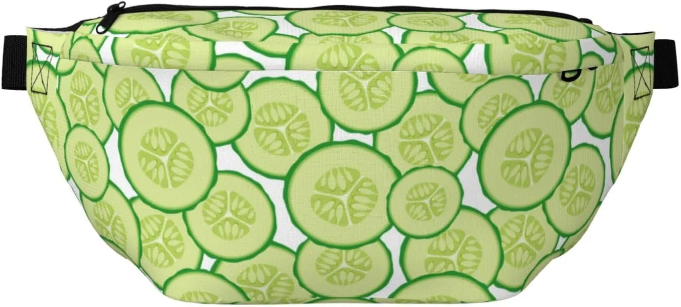 Large Fanny Packs for Women Men Cross Body - Cucumber slices Travel Crossbody Bags for Women Trendy, Belt Bag for Women Men Crossbody, Waist Bag for Women With Adjustable Strap