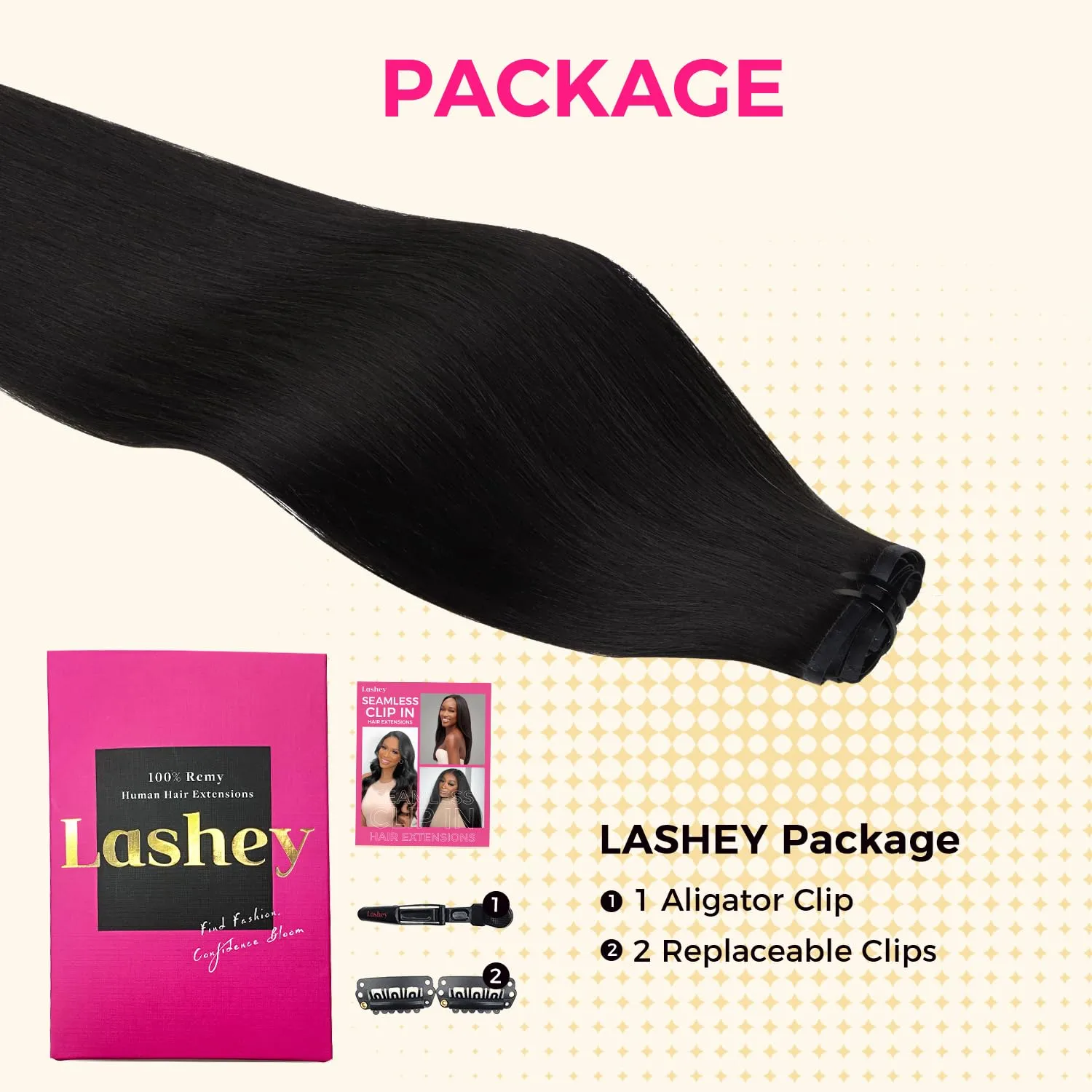 Lashey Seamless Clip in Hair Extensions Human Hair #1 Jet Black Light Yaki Straight Clip in Hair Extensions Real Human Hair 7pcs 110g 14 Inch PU Weft Natural Hair Extensions for Women